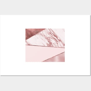 Spliced mixed pinks rose gold marble Posters and Art